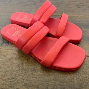 Dolce Vita Adore Slip On Flat Slide Sandals Orange Red Summer Sz 9.5 NWT